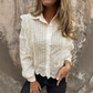 Casual topp med blonder og revers for kvinner