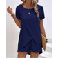 👗 55 % RABATT! ☀️ To-delt sett for damer – asymmetrisk topp og shorts – Ensfarget, luftig og allsidig til sommeren, stranden og hverdagen 🏖️