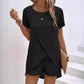 👗 55 % RABATT! ☀️ To-delt sett for damer – asymmetrisk topp og shorts – Ensfarget, luftig og allsidig til sommeren, stranden og hverdagen 🏖️
