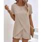 👗 55 % RABATT! ☀️ To-delt sett for damer – asymmetrisk topp og shorts – Ensfarget, luftig og allsidig til sommeren, stranden og hverdagen 🏖️