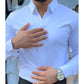 Slim fit skjorte for menn, ensfarget
