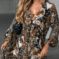 🔥50 % rabatt i en begrenset periode 🔥Elegant V-hals langermet kjole med trykk 👗 – Figursydd for vårens teselskap/date-kvelder