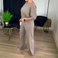 Elegant 3-delers sett: Lang cardigan, topp og bukser