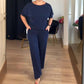 Elegant 3-delers sett: Lang cardigan, topp og bukser