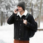 Casual denimjakke med sherpa-fôr for menn