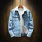 Casual denimjakke med sherpa-fôr for menn
