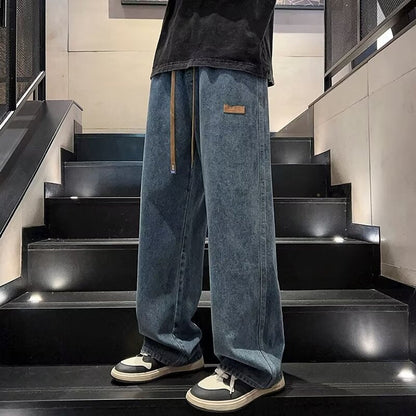 👖 60 % RABATT NÅ! 🕶️ Loose Fit-jeans med vide ben for menn – stretchdenim, avslappet casual stil og behagelig å ha på hele dagen 🏃‍♂️
