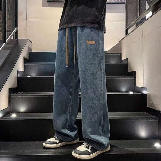 👖 60 % RABATT NÅ! 🕶️ Loose Fit-jeans med vide ben for menn – stretchdenim, avslappet casual stil og behagelig å ha på hele dagen 🏃‍♂️