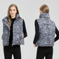 Lett puffervest for kvinner med leopardmønster