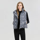 Lett puffervest for kvinner med leopardmønster