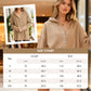 🎉 BEGRENSET TID: 50 % RABATT! 🧥 Langermet hettegenser for damer – V-hals med knappedetaljer, avslappet passform og sideslisser – uanstrengt stilig🌸✨