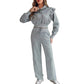 ⏳Begrenset tid 50 % rabatt⏰Ribbestrikket langermet crop top og bukser med vide ben (2-delers sett)
