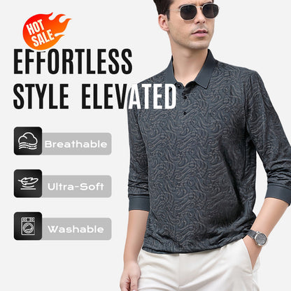 Langermet casual skjorte med krage for menn