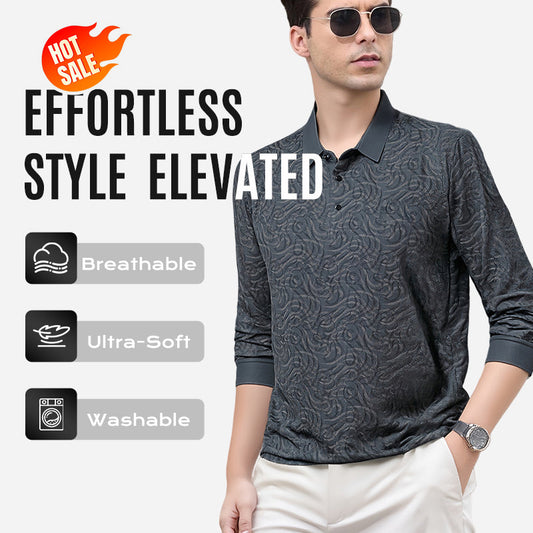 Langermet casual skjorte med krage for menn