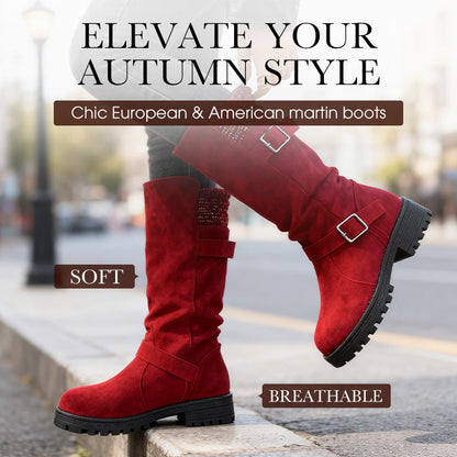 🔥Siste dag: 60 % avslag!⏰👢Damer Slouchy Boots til midt på leggen🎁