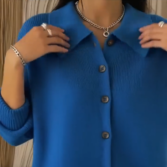 🎄Julesalg 49 % rabatt💖Koselig ribbestrikket cardigan med revers🧥