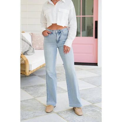 Vintage jeans med høy midje og rette ben for kvinner