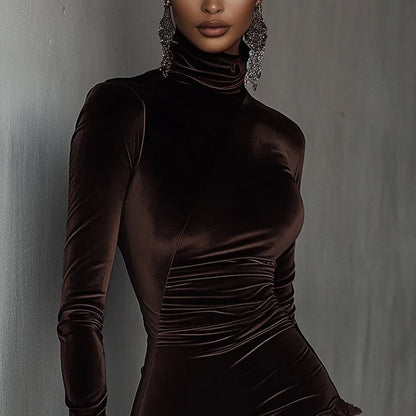 Elegant asymmetrisk kjole med blonder for kvinner