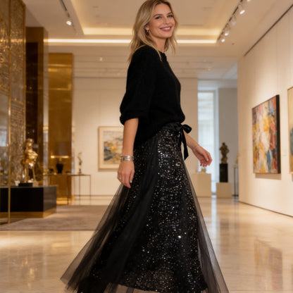 Glitrende topp og tyllskjørt til kvinner