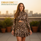 Mini-kjole med leopardmønster og rynk for kvinner