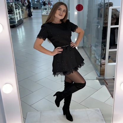 Sparkle-kjole for kvinner med blonder