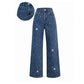 Stilige jeans for kvinner, dekorert med rhinestones