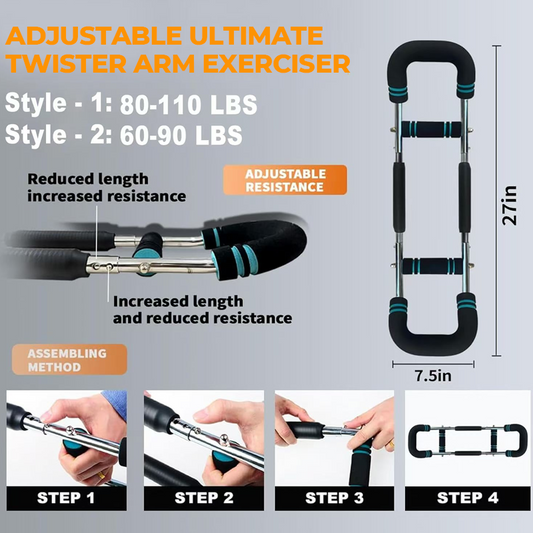 📢📢50 % rabatt! Justerbar vektstang 60–110 lb – Bærbar arm- og brysttrener for hjemmetrening! ✨🔥