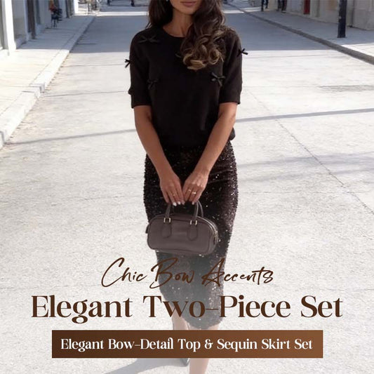 Elegant topp med sløyfe og skjørt med paljetter