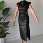 ⏳50 % RABATT NÅ! 👗💕Damekjole i krøllet imitert skinn, midilengde🔥