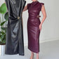 ⏳50 % RABATT NÅ! 👗💕Damekjole i krøllet imitert skinn, midilengde🔥