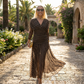⏳Begrenset tid 50 % rabatt⏰Bohemsk V-hals ruched mesh maxi kjole👗