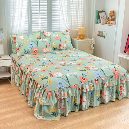 🛏️50 % RABATT NÅ! 🎀 3-delers sett med volangskjørt til sengen – elegant design, enkel montering og full dekning 🛌