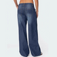 Lavt sittende Y2K-stripete jeans for kvinner