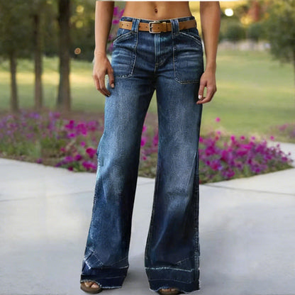 Retro-flarejeans for kvinner med lommer