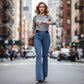 📢📢50 % RABATT!!⏰Damejeans med høy midje og stretch, flare