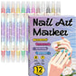 💞 50 % RABATT! 🎨Neglelakkpenner med to spisser – Tørker raskt, uten UV-lampe. Fin spiss og penselspiss. 12/24 livlige farger. Enkel DIY hjemme. Ingen flekker, bare kunst! 💅🖌️