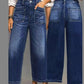 📢📢49 % RABATT!!⏰Casual høyhalset jeans med vid ben for kvinner