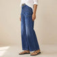 📢📢49 % RABATT!!⏰Casual høyhalset jeans med vid ben for kvinner