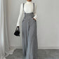 📢📢50 % RABATT!! ⏰ Høyt liv bukser med seler i hundetannmønster – bred passform, vintage eleganse og lang silhuett 🎀👖