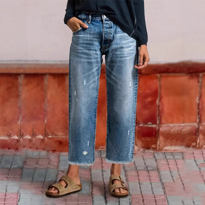 Retro ankellange damejeans med rette ben
