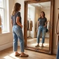 Retro ankellange damejeans med rette ben