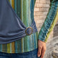 Langermet stripete patchwork-T-skjorte