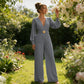Elegant jumpsuit med V-hals, vide ben og belte