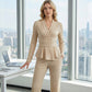 2-delers sett med peplum-top og bukser for kvinner