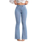 Dame flared jeans med høyt liv og stretch