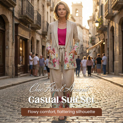 Elegant blomstermønstret casual dressett for kvinner