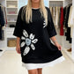Oversized T-skjortekjole med rund hals for damer