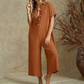 Jumpsuit for kvinner med korte ermer og vide ben