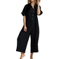 Jumpsuit for kvinner med korte ermer og vide ben