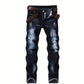 Herrejeans i rett passform med slitt look